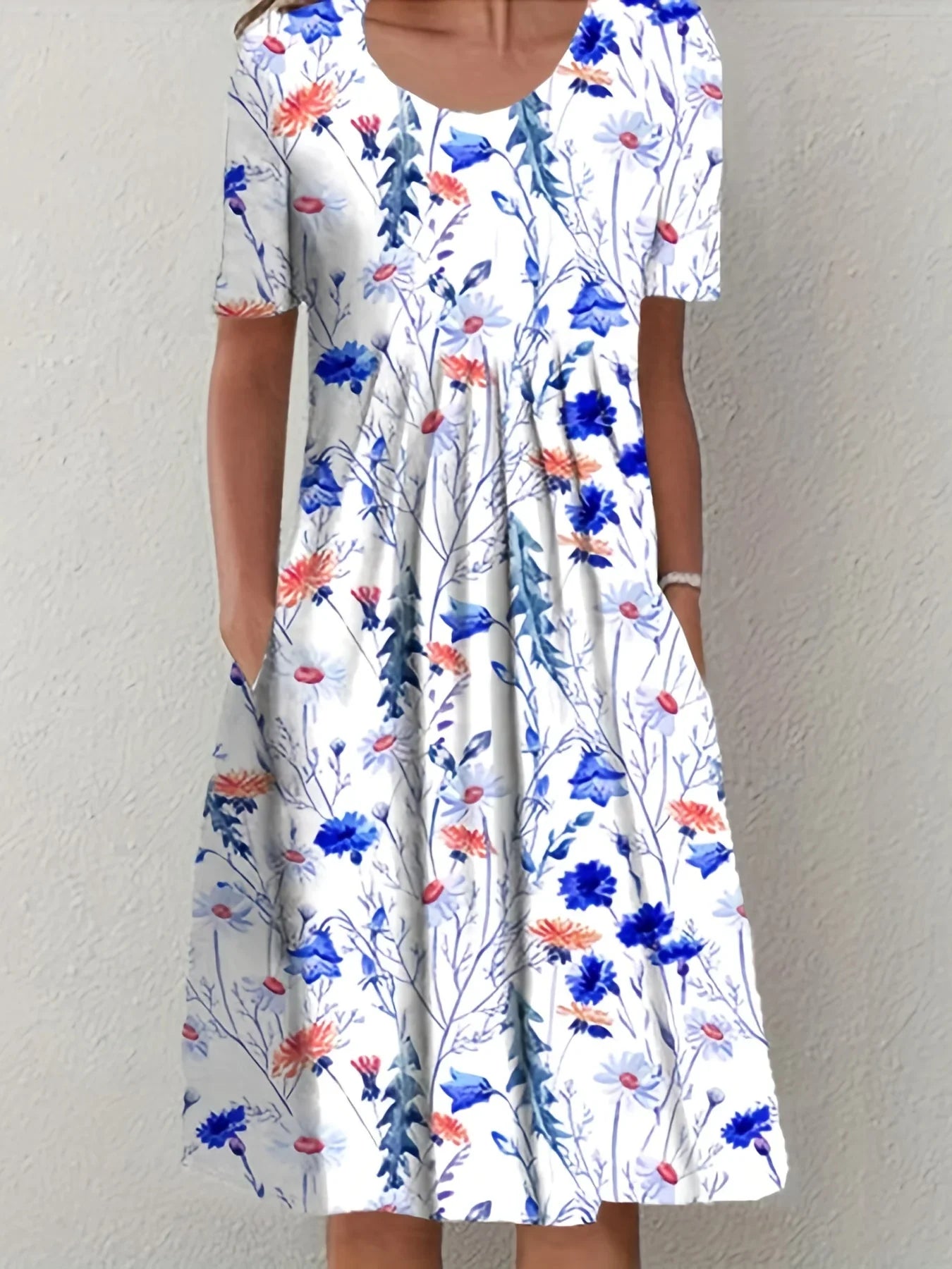 Hanne™ | Blomstret Midi Kjole med Lommer 50% Rabatt 🔥