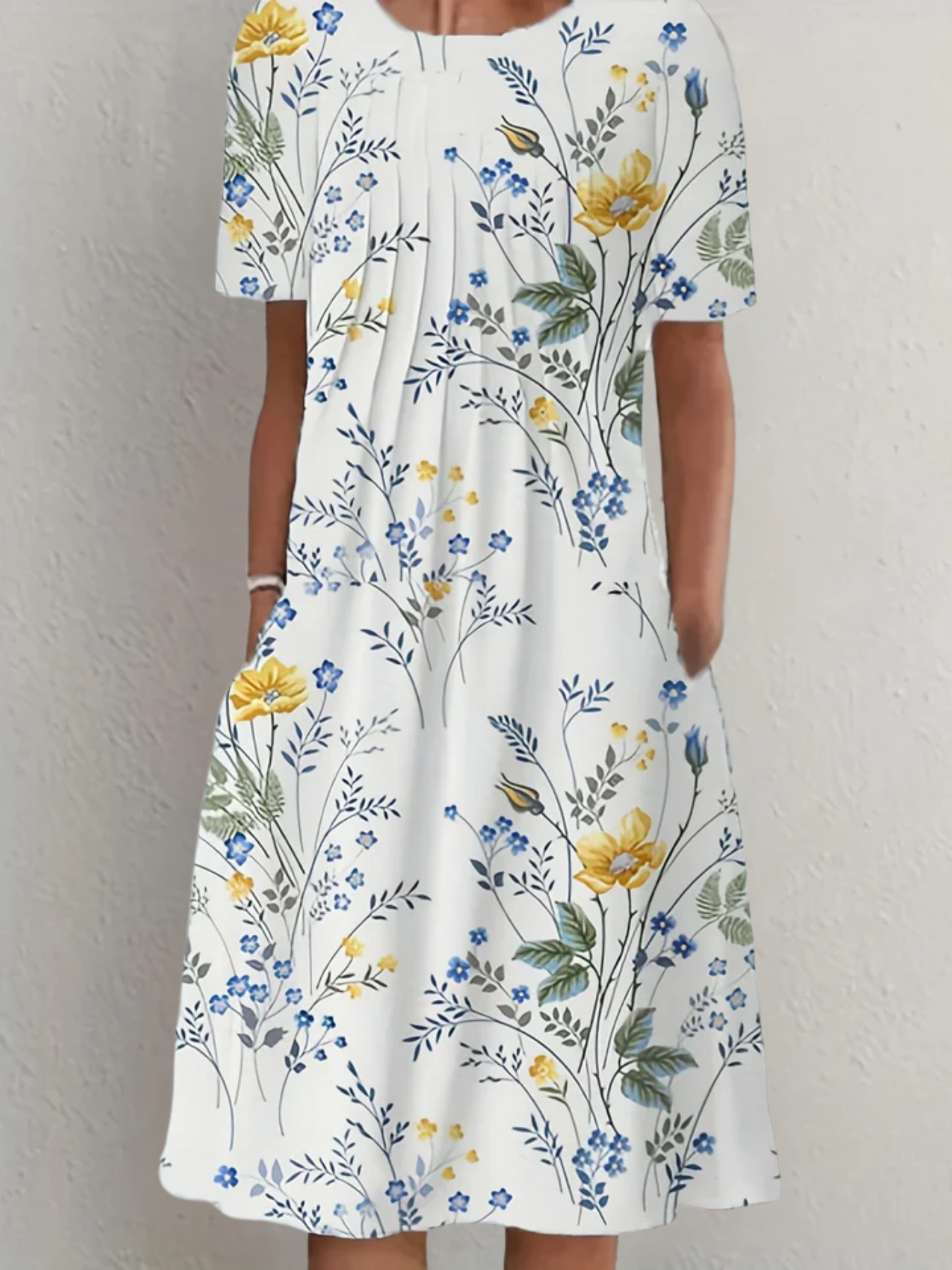 Hanne™ | Blomstret Midi Kjole med Lommer 50% Rabatt 🔥