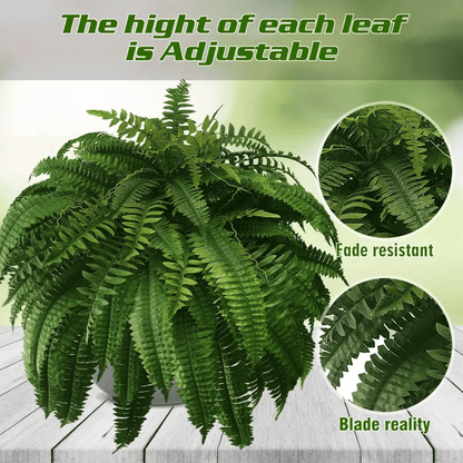 Siste dag 70% AVSLAG - UV-bestandig livaktig kunstig Boston Fern